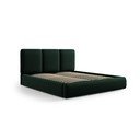 Tmavě zelená sametová čalouněná dvoulůžková postel s úložným prostorem s roštem 180x200 cm Brody – Mazzini Beds