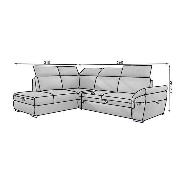 Béžová sametová rozkládací/s úložným prostorem rohová pohovka (levý roh/do L) Loreto – ELTAP-image-2
