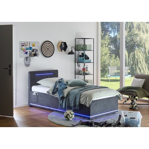 Tmavě šedá čalouněná dětská postel bez roštu 90x200 cm Circle – Meise Möbel-image-1