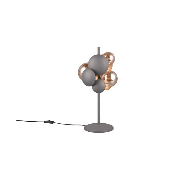 Stolní lampa se skleněným stínidlem v šedo-zlaté barvě (výška 50 cm) Bubble – Trio Select