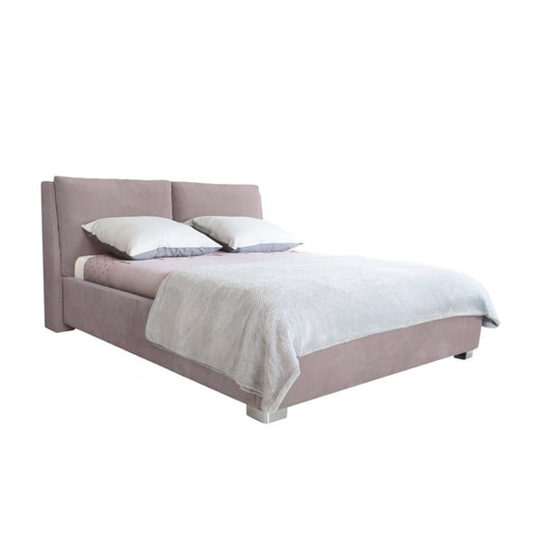 Světle růžová dvoulůžková postel Mazzini Beds Vicky, 140 x 200 cm