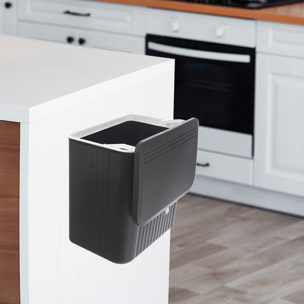 Černý plastový odpadkový koš 13 l – Orion-image-2