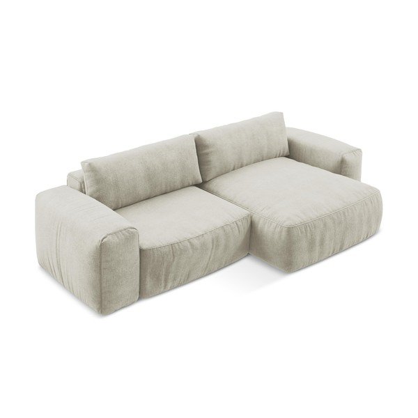 Béžová žinylková rozkládací rohová pohovka (pravý roh/s lenoškou) Kuki – Makamii-image-3