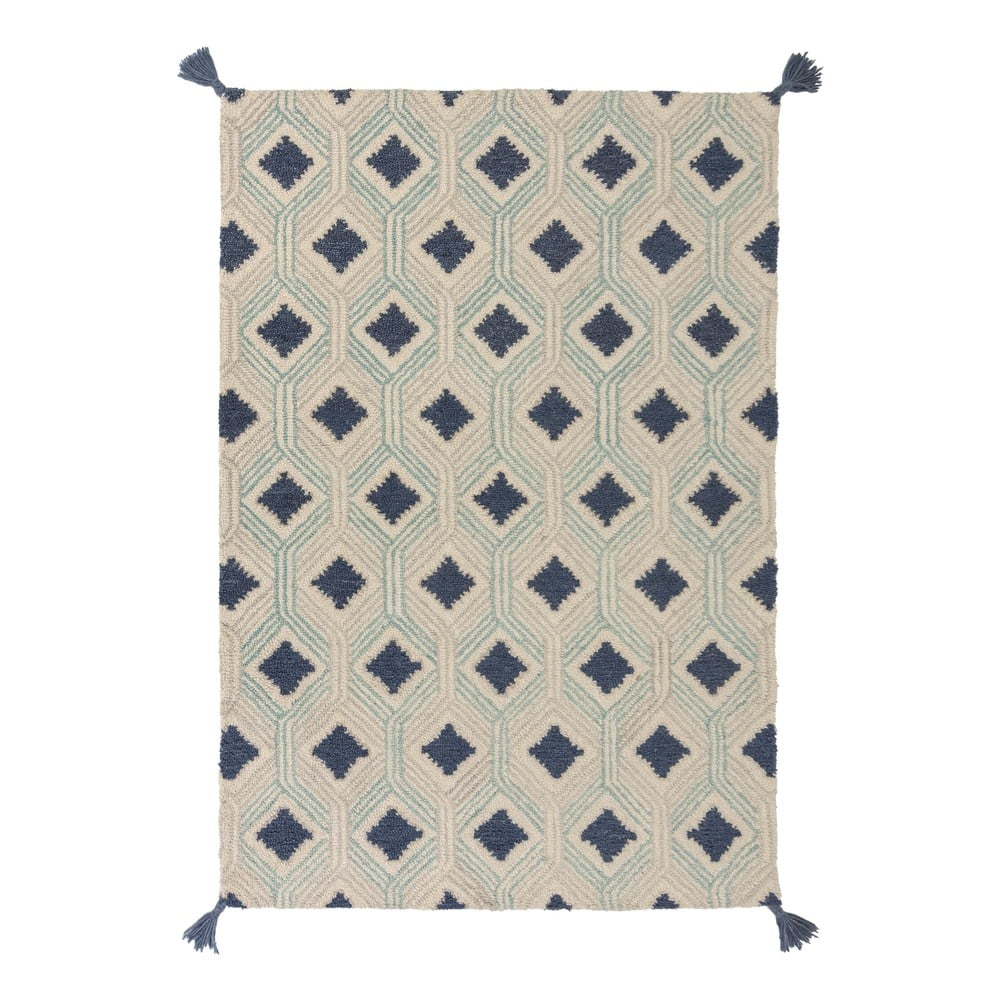 Béžovo-modrý vlněný koberec Flair Rugs Marco, 160 x 230 cm