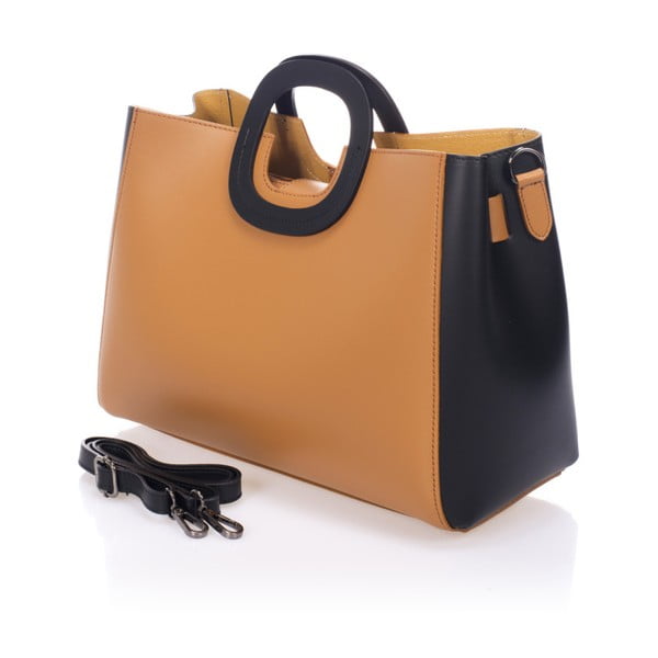 Koňakově hnědá kožená kabelka Markese Cremio-image-1