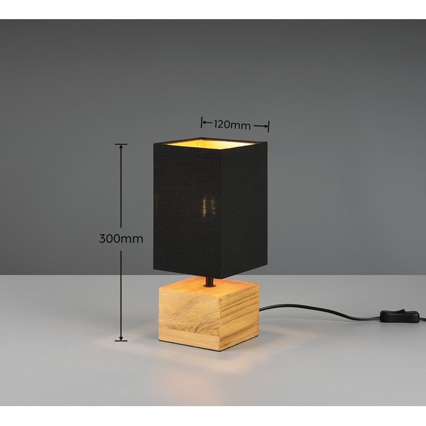 Stolní lampa s textilním stínidlem v černo-přírodní barvě (výška 30 cm) Woody – Reality-image-3