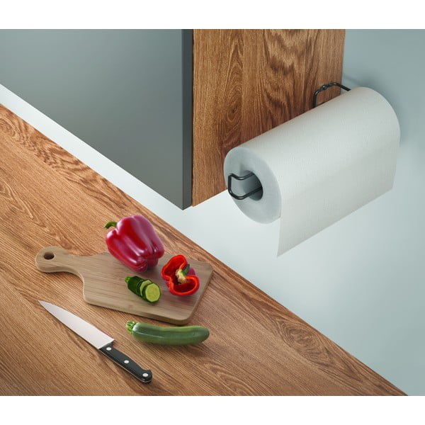 Černý nástěnný držák na kuchyňské utěrky Metaltex-image-3