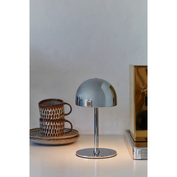 LED stolní lampa na dálkové ovládání ve stříbrné barvě s kovovým stínidlem (výška 22 cm) Tim – Sirius-image-4