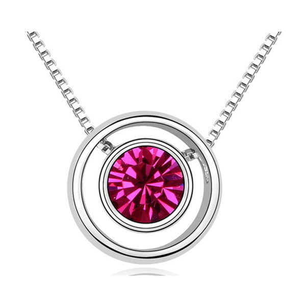 Náhrdelník s růžovým krystalem Swarovski Elements Crystals a bílým zlatem Perfection Berry