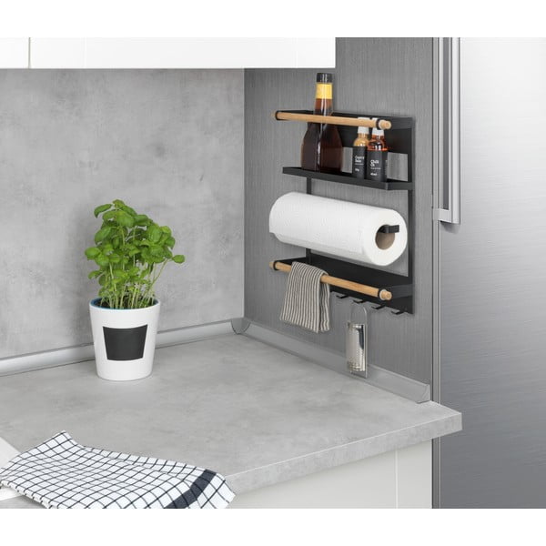 Černý nástěnný kuchyňský organizér Wenko Magna-image-2