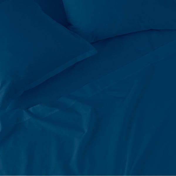 Tmavě modré elastické prostěradlo z čisté bavlny Happy Friday Basic, 90 x 200 cm-image-2