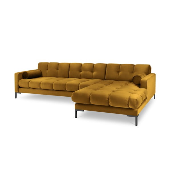 Žlutá sametová rohová pohovka Cosmopolitan Design Bali, pravý roh-image-2