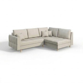 Kremno bela kotna sedežna garnitura (z desnim kotom) Ariella – Ropez