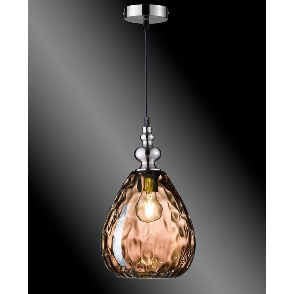 Hnědé závěsné svítidlo se skleněným stínidlem Uller – Fischer & Honsel-image-1