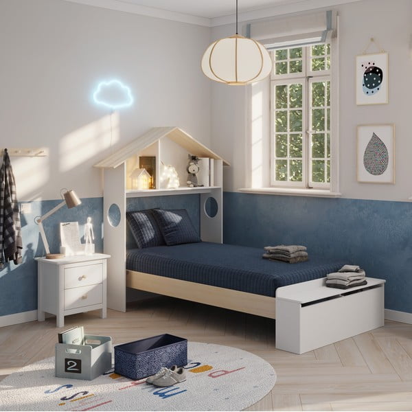 Bílý dětský noční stolek z borovicového dřeva Max – Marckeric-image-1