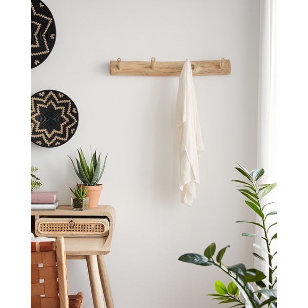 Nástěnný věšák z teakového dřeva v přírodní barvě 63 cm Gaillech – Kave Home-image-1