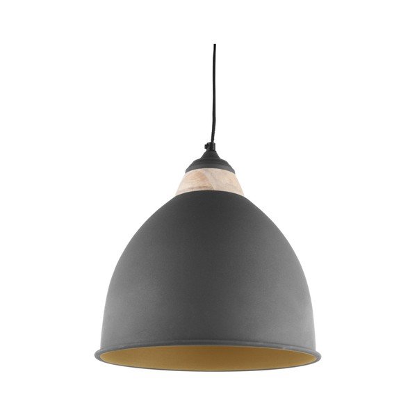 Černé závěsné svítidlo s dřevěným detailem Leitmotiv Farm, ⌀ 30 cm