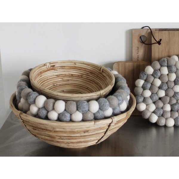 Světle šedo-bílý kuličkový vlněný úložný košík Wooldot Ball Basket, ⌀ 28 cm-image-2