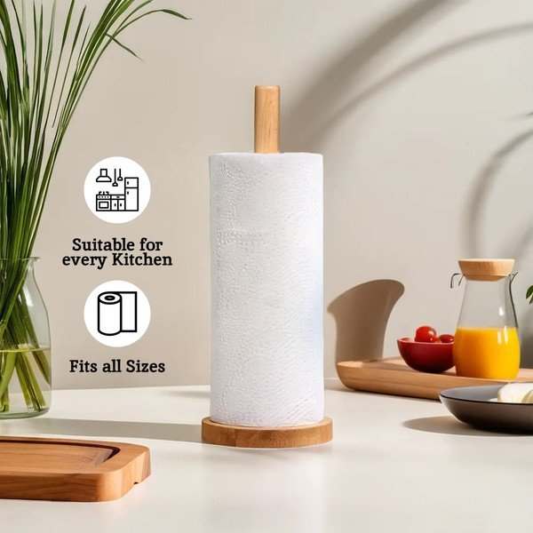 Dřevěný stojan na papírové utěrky v přírodní barvě ø 12 cm Soka – Premier Housewares-image-1