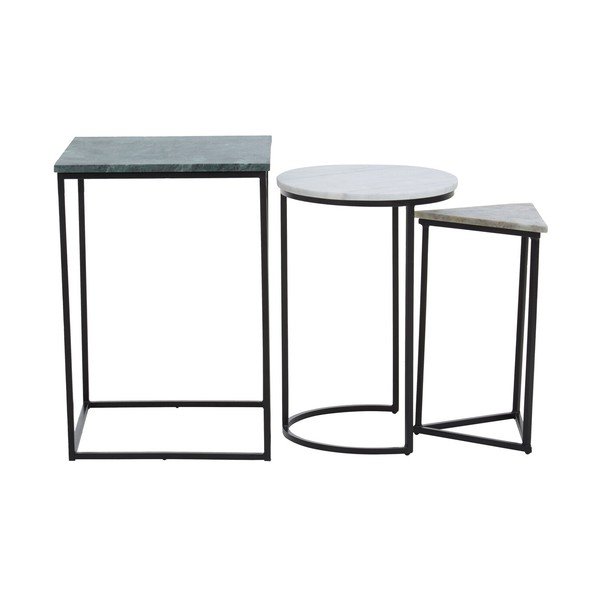 Odkládací stolky v sadě 3 ks s mramorovou deskou  40x40 cm Mandoli – Premier Housewares