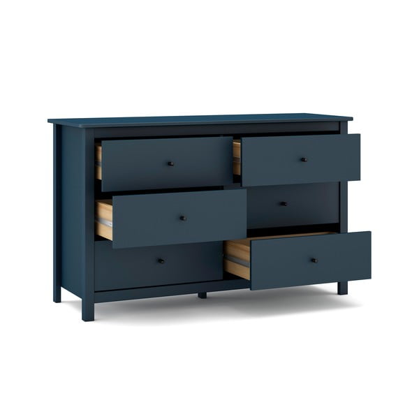 Tmavě modrá nízká komoda z borovicového dřeva 130x80 cm Misti – Marckeric-image-1