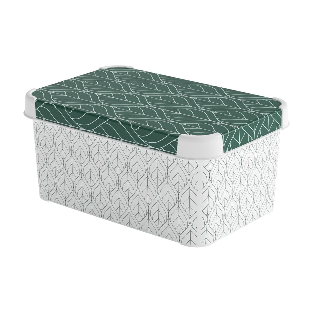 Bílý/zelený plastový úložný box s víkem 29,5x19,5x13,5 cm S – Curver