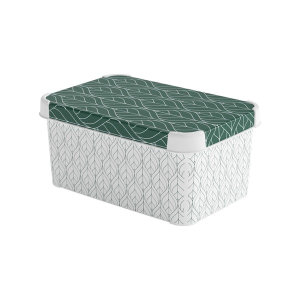 Bílý/zelený plastový úložný box s víkem 29,5x19,5x13,5 cm S – Curver