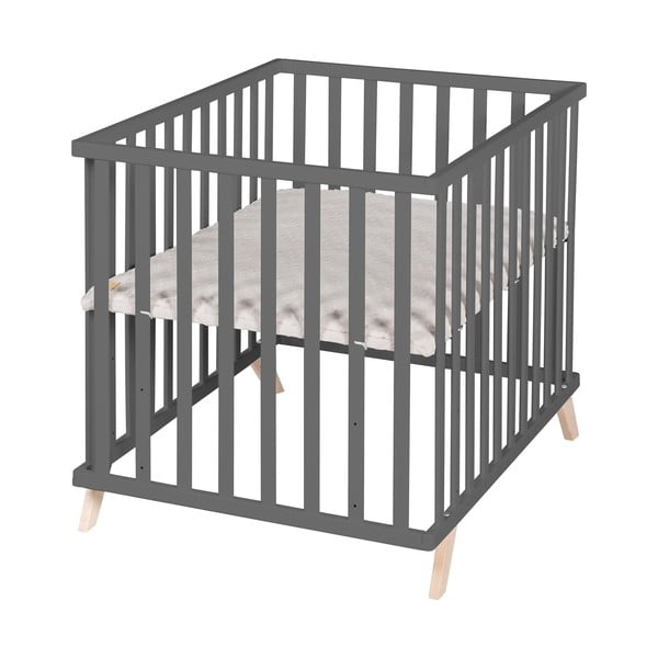 Tmavě šedá dětská ohrádka z bukového dřeva 75x100 cm Lil Planet – Roba-image-2