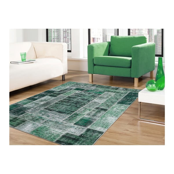 Zelený koberec odolný proti skvrnám Webtappeti Montage, 80 x 150 cm