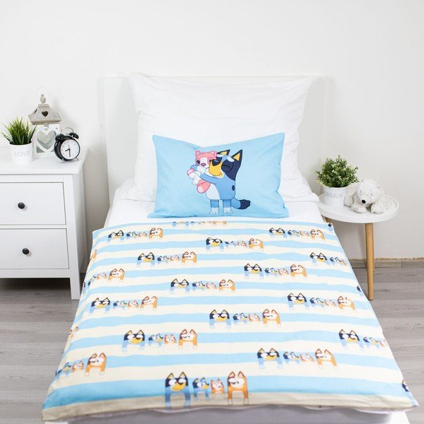 Modré bavlněné dětské povlečení do postýlky 100x135 cm Bluey – Jerry Fabrics-image-2