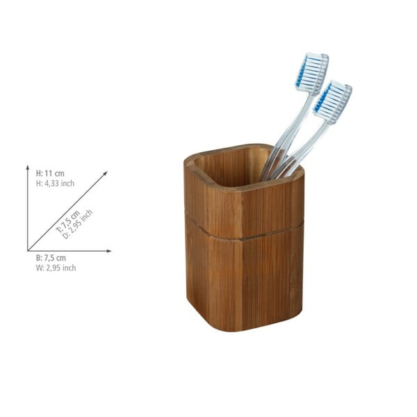 Hnědý bambusový kelímek na zubní kartáčky Serro – Wenko-image-4