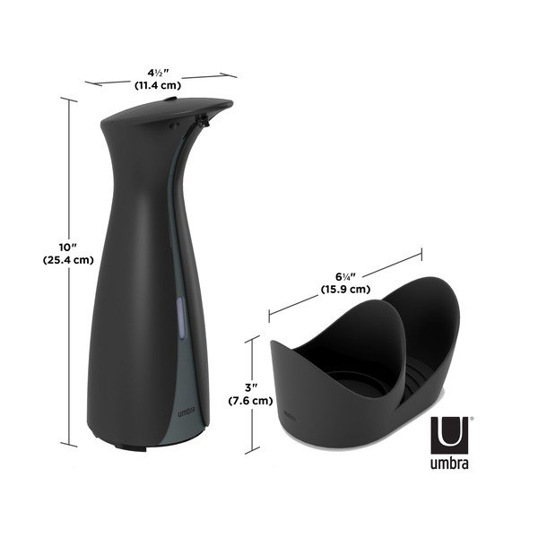 Černý bezdotykový plastový dávkovač mýdla 250 ml Otto – Umbra-image-2