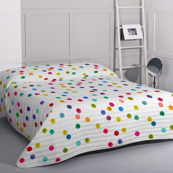 Bílý bavlněný prošívaný přehoz 240x260 cm Confetti – Happy Friday-image-1