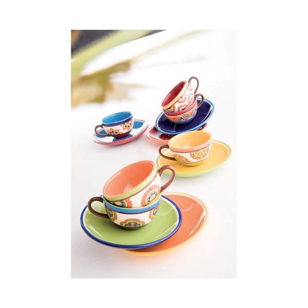 Sada 6 keramických hrnků s podšálkem brandani Etno