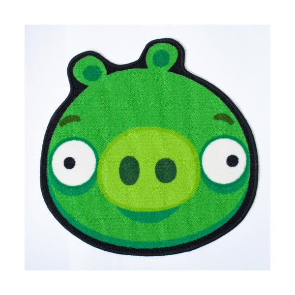 Zelený kruhový koberec Angry Birds Piggy, ⌀ 67