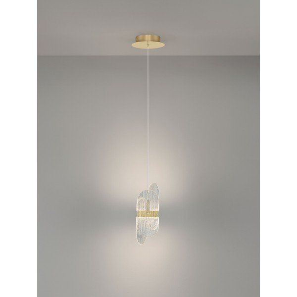 Kovové LED stmívatelné závěsné svítidlo v mosazné barvě se skleněným stínidlem ø 14 cm Lucien – Nova Luce-image-4