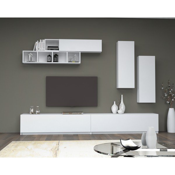Bílý TV stolek 140x40 cm Dona – Gauge Concept