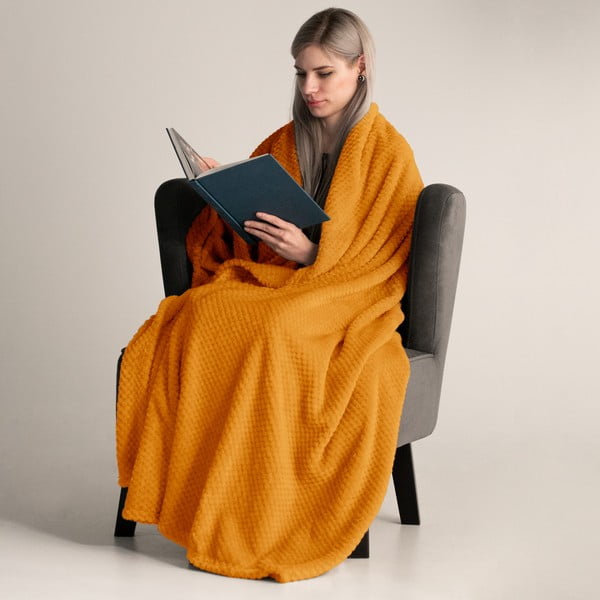 Oranžová deka z mikrovlákna DecoKing Henry, 170 x 210 cm-image-1