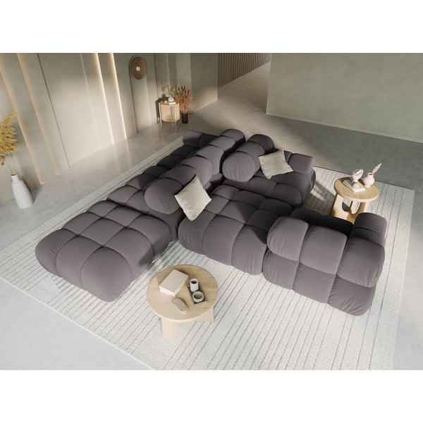 Tmavě šedá sametová pohovka 282 cm Bellis – Micadoni Home-image-1