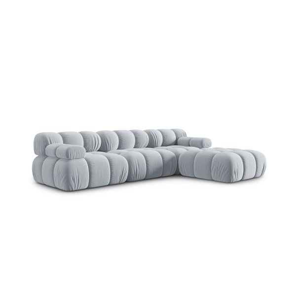 Světle modrá sametová rohová pohovka (pravý roh) Bellis – Micadoni Home-image-3