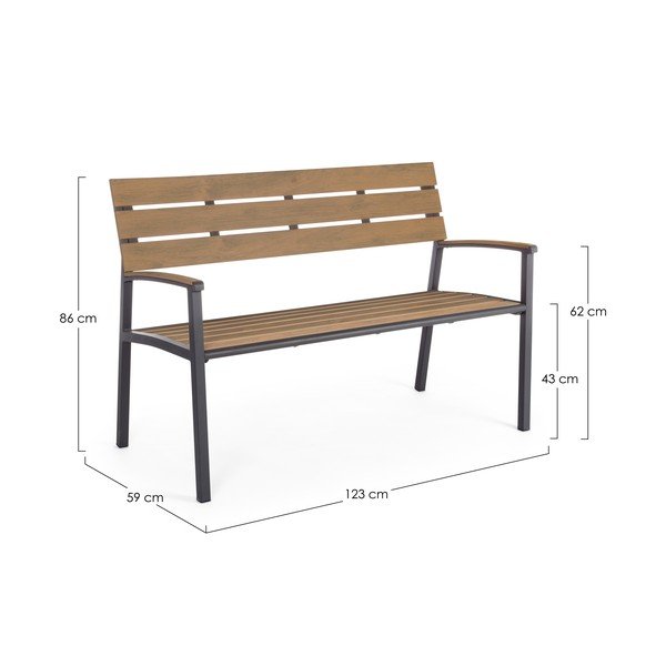 Kovová zahradní lavice v přírodní barvě Isak – Bizzotto-image-3