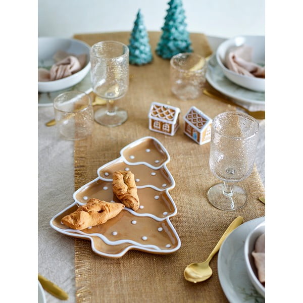 Světle hnědý servírovací keramický talíř s vánočním motivem Ginnie – Bloomingville-image-1