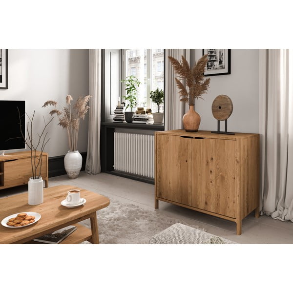 Skříňka z dubového dřeva v přírodní barvě 95x80 cm Twig – The Beds-image-1