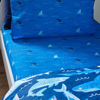 Modré napínací dětské prostěradlo na jednolůžko 90x190 cm Jawsome Shark – Catherine Lansfield