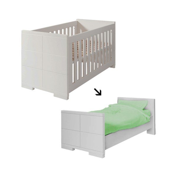 Bílá dětská postýlka přestavitelná na jednolůžko Núvol Blanca, 140 x 70 cm-image-1