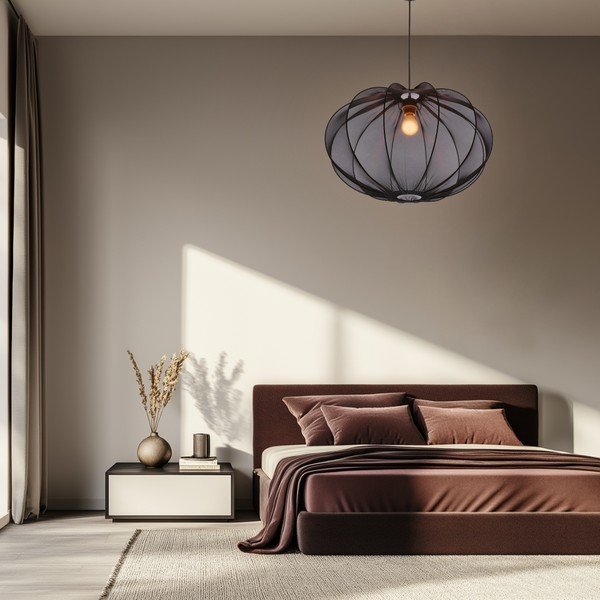 Černé závěsné svítidlo s textilním stínidlem ø 60 cm Mellow – Candellux Lighting-image-2