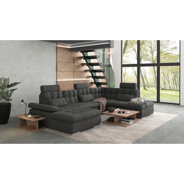 Antracitová rozkládací/s úložným prostorem rohová pohovka (pravý roh/do "U") Merkur – Ropez-image-3