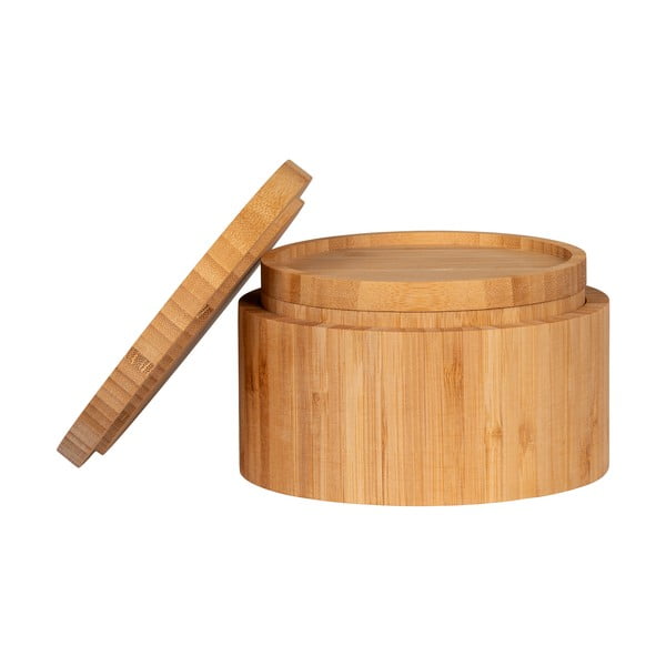 Bambusové úložné boxy v sadě 2 ks s víkem/dekorativní v přírodní barvě ø 15x8 cm Chefalu – House Nordic-image-1