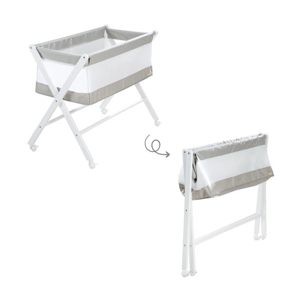 Bílá skládací  kolébka na kolečkách 90x45 cm – Roba-image-3