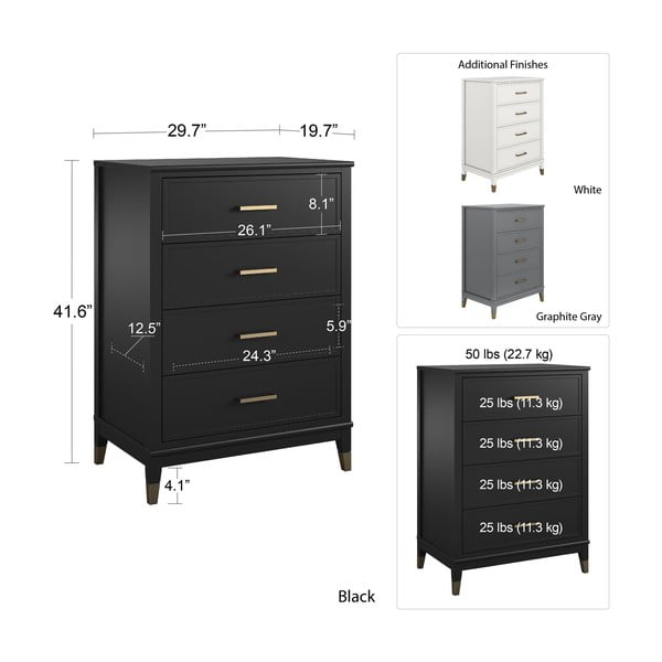 Černá komoda CosmoLiving by Cosmopolitan Westerleigh, 75 x 106 cm-image-4